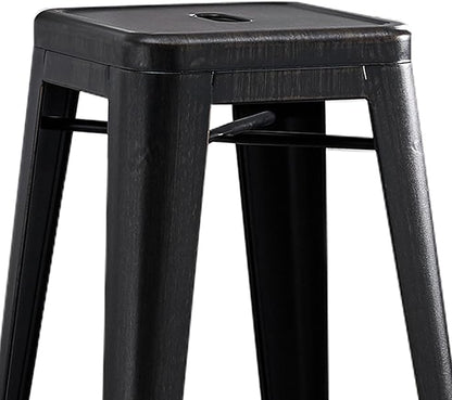 AC Pacific 30” Metal Backless Barstool Set of 2 – Country Rustic Style, Lightweight & Sturdy Build, Easy Assembly – Midnight