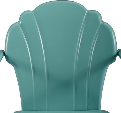 Crosley Furniture Tulip 2-Piece Outdoor Chair Set, Retro Metal Patio Chairs for Dining, Porch, Deck, Balcony, Pastel Blue Satin
