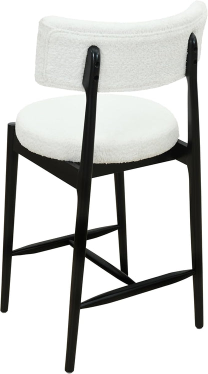 Christopher Knight Home Ebany 25.50" H Barstools Set of 2, Upholstered Counter Stool, Comfy Backrest Kitchen Stool, Rubberwood Frame Stool Chair, Bistro Chair for Kitchen Dining Room, Beige+Black