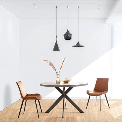 45.3" Round Dining Table Set, Mid Century Modern Round Dining Table for 4-6 Person, Steel Legs, Leisure Coffee Table for Kitchen Dining Room, Save Space