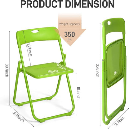 Karl home 10 Pcs Folding Chair, 300LBS Lightweight Foldable Plastic Chair, Reinforced Metal Frame Easy to Fold & Store for Indoor & Outdoor, Wedding, Party, Meeting Room, Patio and Garden, Green
