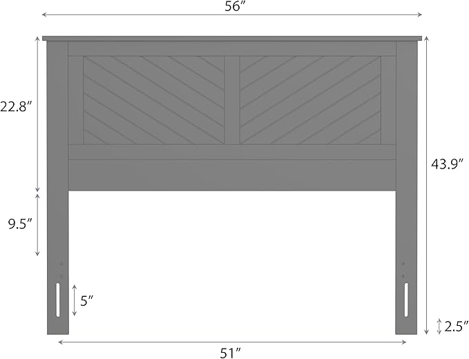 Serene Poplar Wood Full Size Headboard in Black, Modern Farmhouse Panel with Chevron Scoring, Casual Coastal Style, Easy Assembly, Quality Materials