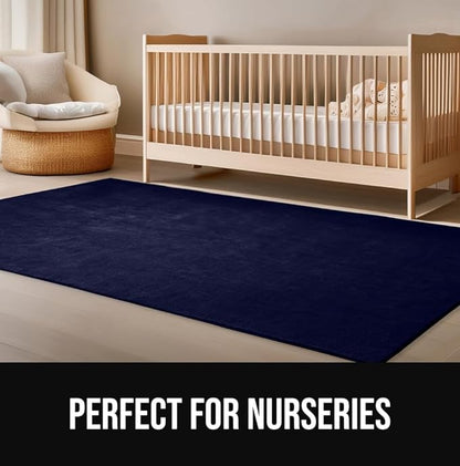 GORILLA GRIP Slip Resistant Soft Washable Stain Resistant Area Rug, Plush Thick Carpet for Nursery, Bedroom, Living Room, Non-Shedding Floor Rugs, Kid and Pet Friendly, Baby Home Decor, 4x6, Navy Blue