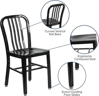 Flash Furniture Commercial Grade Black Metal Indoor-Outdoor Chair