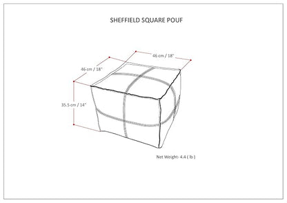 SIMPLIHOME Sheffield Boho Square Pouf in Distressed Dark Brown Leather for the Living Room, Bedroom and Kids Room