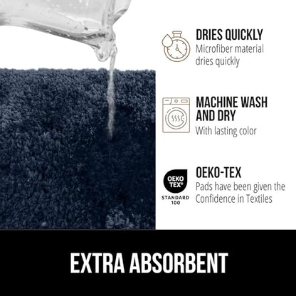 GORILLA GRIP Bathroom Rugs, Ultra Soft Absorbent Mat, Thick Plush Bath Rug, Machine Washable, Microfiber Quick Dry, Mats for Shower, Bathtub and Floor, Home Decor Accessories, 24x17, Navy Blue
