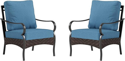 Sophia & William Extra Large Outdoor Patio Sofa Chairs Set 2 PCS Heavy-Duty Porch Furniture with High Back & Deep Seating Area, 5.5" Thicken Cushions for Deck, Lawn, Outside (Navy)