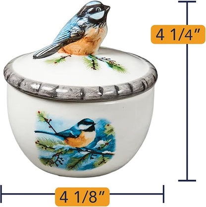 Bits and Pieces Chickadee Jewelry Box for Women Small Trinket Box with Bird Figurine Lid - Decorative Boxes for Home Decor