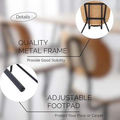 Mid-Century Modern Rattan Cane Back Dining Chairs Set of 4 — PU Leather Upholstered Seat, Black Metal Legs, Kitchen Side Chairs for Kitchen & Dining Room, White