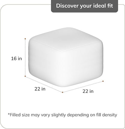 Anji Mountain 100% Handmade & Handcrafted Comfortable Home Décor Pouf Ottoman Footrest for Living Room, Bedroom, Nursery, Kidsroom, Patio Furniture - (22" x 22" x 16" - Cream)