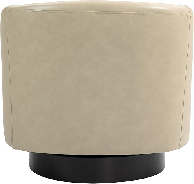 Lumibee Swivel Accent Chairs Set of 2, Faux Leather Swivel Barrel Chairs for Living Room, Modern Comfy Upholstered Round Armchairs Single Sofa Chairs for Bedroom, Club-Cream