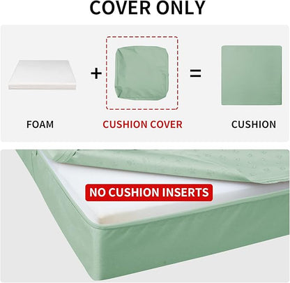 Easy-Going Waterproof Patio Cushion Covers 27x25x5 inch 4 Pack Replacement Non-Slip Outdoor Seat Cushion Slipcover with Zipper. Greyish Green