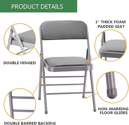 Amazing for less Pack of 4 (Fabric/Vinyl) Steel Frame Metal Foam Padded Folding Chairs (Black, Gray, White)