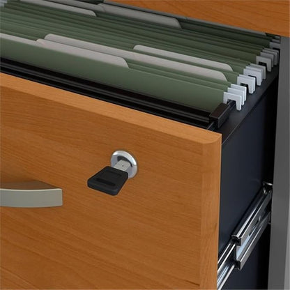 Pemberly Row Engineered Wood 72" W U-Shaped Desk w/Mobile File - Natural Cherry