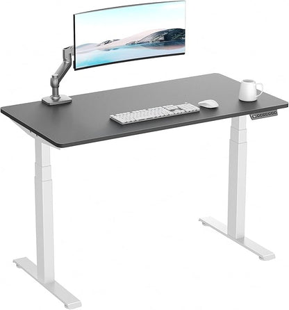 3 Stages Dual Motor Electric Standing Desk with One Piece Desktop, 48 x 24 Inch Adjustable Height Sit to Stand Up Desk for Home Office, Work & Study, White Frame & Black Desktop (2 Packages)