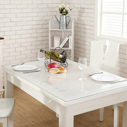 NECAUX Custom Multi-Size 1.5mm Thick Clear PVC Table Cover Protector - 46 X 110 Inches Kitchen ECO Plastic Crystal Protective Table Pad for Large Dining Room Table/Meeting Table/Pub Bar Desk
