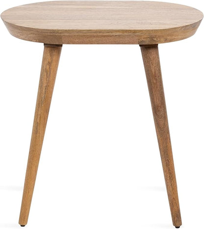 Kate and Laurel Conan Modern Oval Mango Wood Side Table, 22 x 14 x 22, Natural Wood, Mid-Century Capsule End Table with Tapered Dowel Legs for Use as Bedroom Nightstand or Indoor Plant Stand