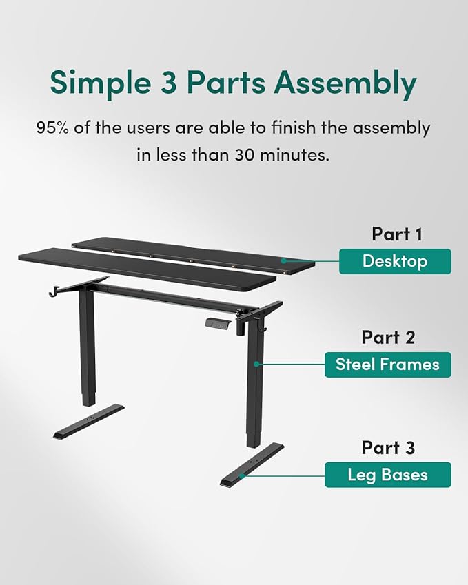 CubiCubi 40 x 24 Inches Electric Standing Desk, Height Adjustable Sit to Stand Desk, Home Office Table with Splice Board, Black