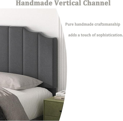 King Size Headboard Only, Velvet Wall Mounted Headboard King/California for Adjustable Bed Modern Upholstered Head Board Easy Assembly, Dark Gray