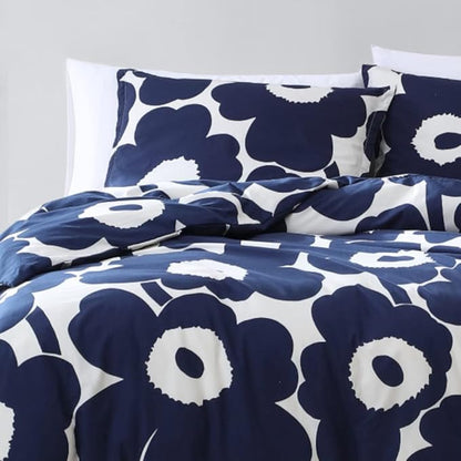 Marimekko - Duvet Cover Set, Cotton Bedding with Matching Shams & Button Closure, All Season Home Decor (Unikko Indigo, Full/Queen)