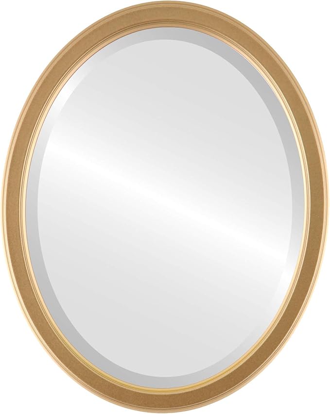OVALCREST Oval Beveled Wall Mirror for Home Decor - Toronto Style - Gold Spray - 26" x 22"