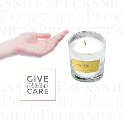 Pecksniffs Classic White Scented Candle 1 Wick - Grapefruit & Citron - Elegant Glass Vessel Luxury Candles - 184g/6.49oz