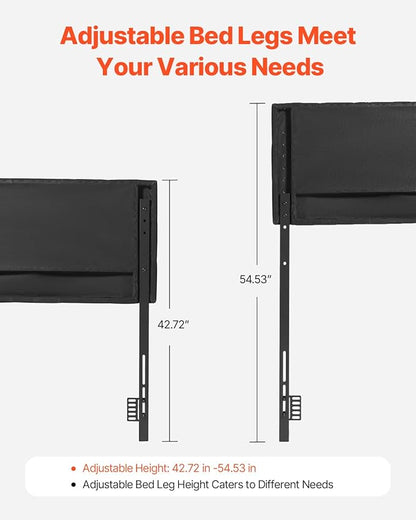VEVOR Headboard, Queen Size Headboard with Adjustable Height, Comfortable Diamond Tufted for Queen Size Bed, W62.2 x H(42.72-54.53) x D2.76 in, Ideal for Bedroom, Hotel, Homestay, Dormitory, Black