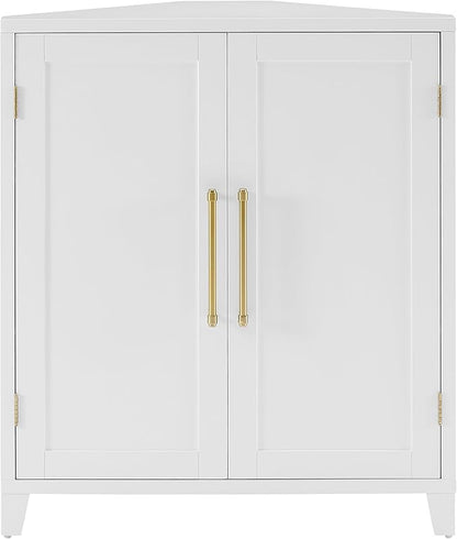 Crosley Furniture Roarke Stackable Corner Pantry Storage Cabinet with Shelves, Kitchen, Dining, Laundry, White