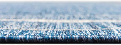 Unique Loom Outdoor Border Collection Area Rug - Soft Border (13' Round, Blue/ Ivory)