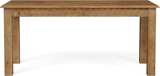 63-Inch Computer Desk, Solid Wood Home Office Desk with Sturdy Wooden Legs, Rustic Large Computer Office Table for Writing, Reading, Study, Brown