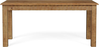63-Inch Computer Desk, Solid Wood Home Office Desk with Sturdy Wooden Legs, Rustic Large Computer Office Table for Writing, Reading, Study, Brown