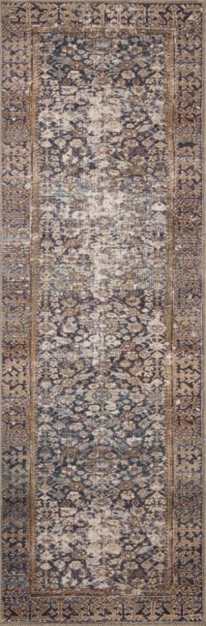 Loloi Amber Lewis Georgie Collection GER-05 Denim/Spice 2'-6" x 12'-0", .19" Pile Height, Runner Rug