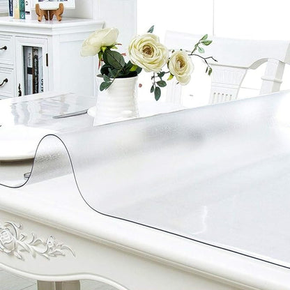 NECAUX Custom 54 x 63 Inch Frosted Table Cover Protector, 1.5mm Thick Plastic Waterproof Heavy Duty Desk Pad Mat Non-Slip Tablecloth Protector for Coffee Table, Dining Room Table, Conference Table