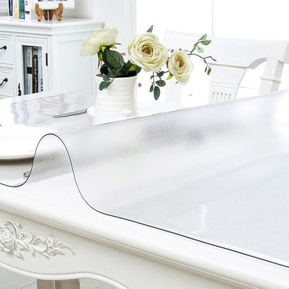 NECAUX Custom 39.4 x 94.5 Inch Frosted Wood Grain Table Pad Protector, 1.5mm Thick Transparent Non-Slip Dining & Conference Table Cover