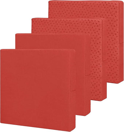 Easy-Going Waterproof Patio Cushion Covers 22x22x4 inch 4 Pack Replacement Non-Slip Outdoor Seat Cushion Slipcover with Zipper. Terra Red