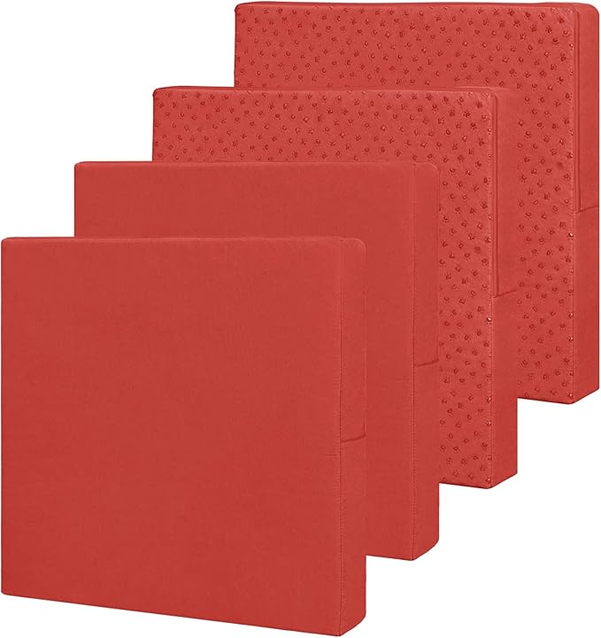 Easy-Going Waterproof Patio Cushion Covers 24x22x4 inch 4 Pack Replacement Non-Slip Outdoor Seat Cushion Slipcover with Zipper. Terra Red
