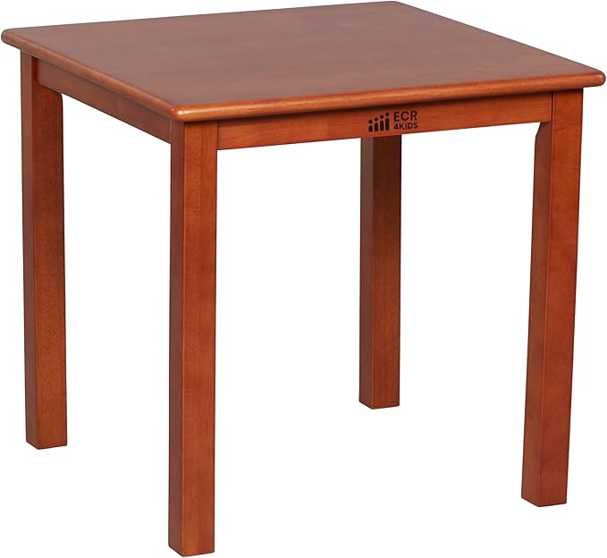 ECR4Kids 24in Square Hardwood Table with 22in Legs, Kids Furniture, Dark Walnut