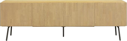 NTC Veil TV Stand with 4 Doors for TVs up to 75’’, Media Console with Vertical Groove Design and Metal Legs, Modern Entertainment Center for Living Room and Bedroom, Effortless Assembly, Sand