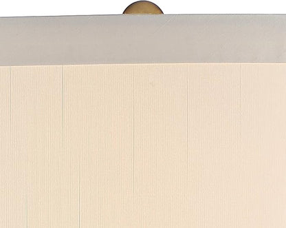 Possini Euro Design Karen Modern Table Lamp 36" Tall with USB Dimmer Dark Gold Glass Column Off White Fabric Drum Shade for Bedroom Living Room House Bedside Nightstand Home Office Entryway Family