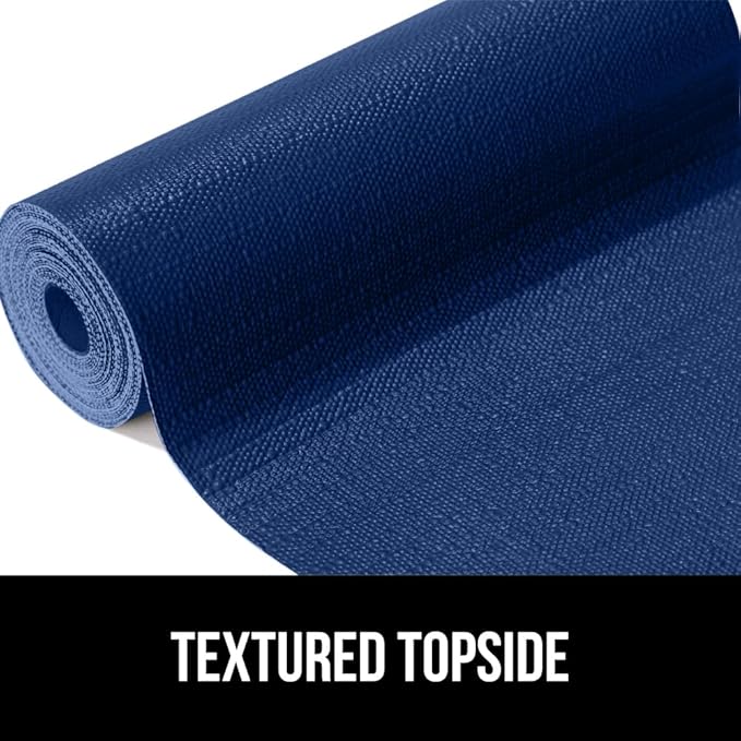 GORILLA GRIP DripGuard Shelf Liner, Non Adhesive Drawer and Kitchen Cabinet Protector, Slip Resistant BPA Free Smooth Surface Plastic Liners for Cabinets, Bathrooms, Closets, 12x120 Inch, Navy Blue