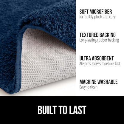 GORILLA GRIP Bathroom Rugs, 42x24, Ultra Soft Absorbent Mat, Thick Plush Bath Rug, Machine Washable, Microfiber Quick Dry, Mats for Shower, Bathtub and Floor, Home Decor Accessories, Navy Blue