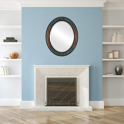 OVALCREST Oval Beveled Wall Mirror for Home Decor - Florence Style - Rosewood - 24" x 20"
