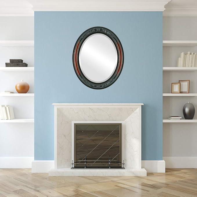 OVALCREST Oval Beveled Wall Mirror for Home Decor - Florence Style - Rosewood - 28" x 22"