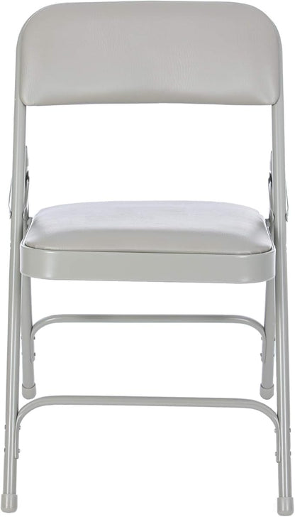 OEF Furnishings OEF1200 Series Premium Heavy Duty Vinyl Padded Folding Chairs, Commercial Grade 500 lb Capacity (4-Pack, Warm Gray)
