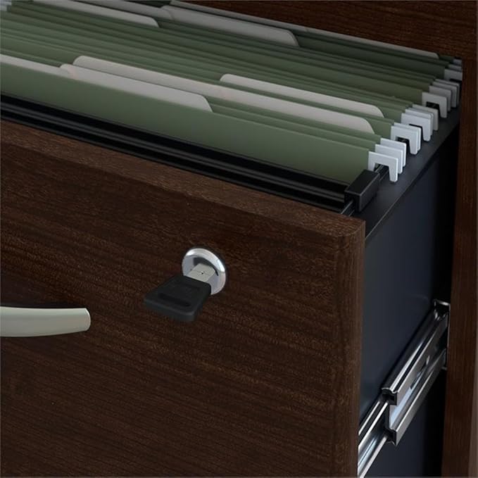 Pemberly Row U-Shaped Desk with Mobile File in Mocha Cherry - Engineered Wood