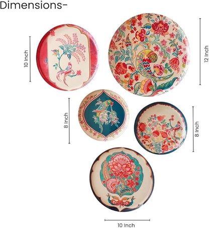 RITUALISTIC Birds of Paradise Iron Wall Art Plates – Set of 5 Decorative Plates | Floral & Nature-Inspired Metal Wall Decor | Wall Hanging for Living Room & Home Aesthetic Accent | Christmas gifts