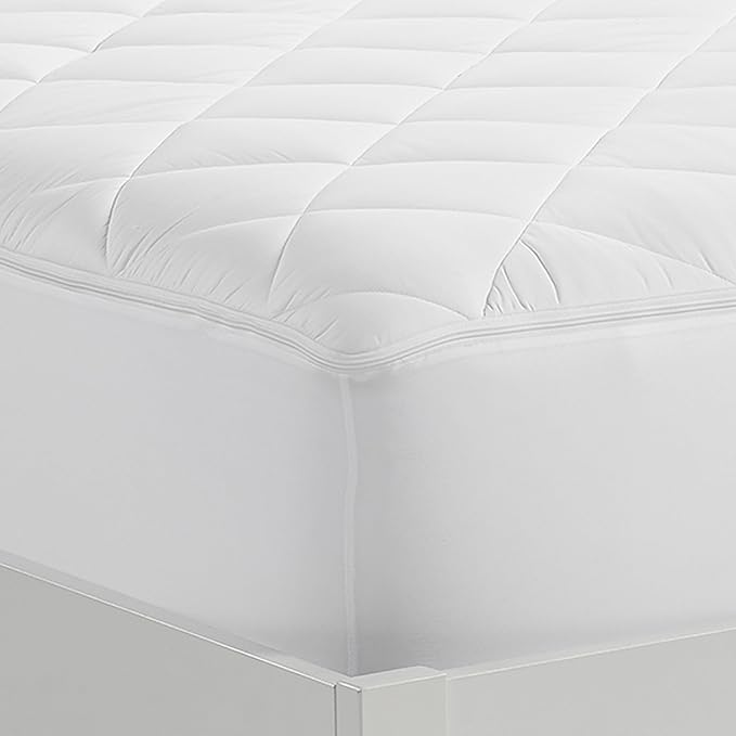 Serta Air Dry Extra Comfort Plus 100% Cotton Fabric Quilted Mattress Pad, Cooling and Breathable Mattress Cover, Moisture Wicking Protection with 18" Deep Pocket, California King, White