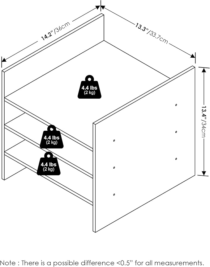 Furinno Cubicle Cube Insert, 3-Shelf Cube Organizer, Fits into Extra Thick Cubes, for Organizers and Storage, Dark Oak (Does not fit IKEA Kallax Shelving)