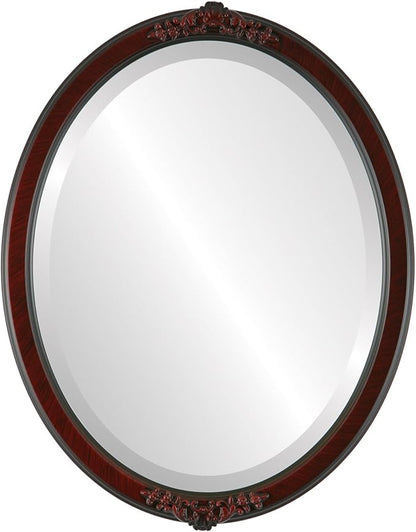 OVALCREST Oval Beveled Wall Mirror for Home Decor - Athena Style - Vintage Cherry - 18" x 14" Outside Dimensions