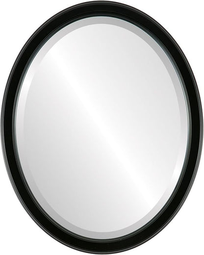 OVALCREST Oval Beveled Wall Mirror for Home Decor - Toronto Style - Gloss Black - 18" x 14"